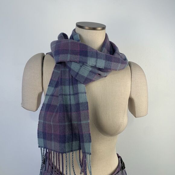 JAMES PRINGLE WEAVERS Ferguson Tartan Pleated Kilt & Scarf Buckles Wool Purple - Picture 8 of 15